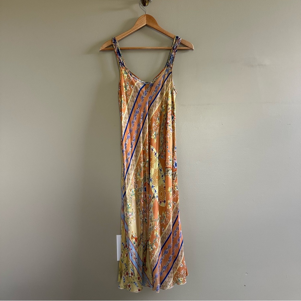 Johnny Was Biana reversible silky dress with floral boho pattern- L